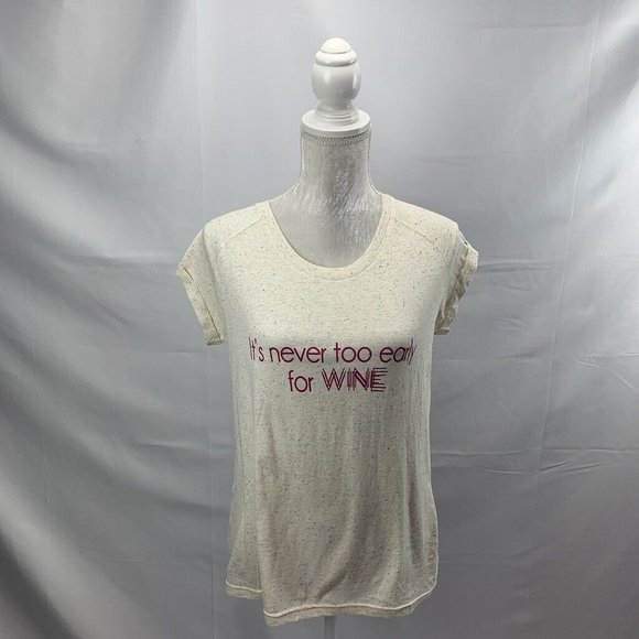 Speckled It’s Never Too Early For Wine Pajama T-shirt NWT Pajama Drama Large - Picture 1 of 8